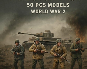 WW2 3d stl pack - 50 pcs models - world war 2 - WW2 Figures - Vehicles -3d stl pack - 3d stl - stl file - stl miniature - stl