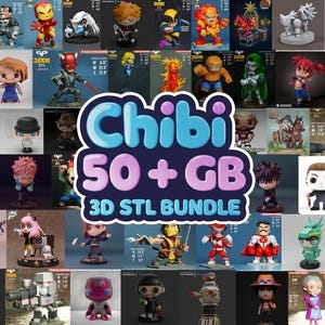 Chibi Miniature STL Mega Bundle - 50 GB+ söta 3D-utskriftsfiler - Fantasy, Anime, Krigare och Monsterfigurer för Brädspel - Högkvalitativ STL