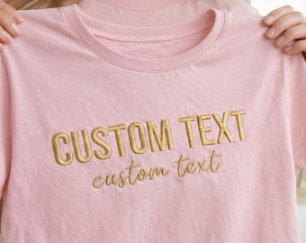 Camiseta de algodón bordada personalizada, camiseta con texto bordado a medida