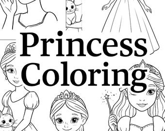 Prinsessmålarbilder – Utskrivbart PDF-set