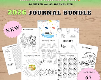 2026 Bullet Journal Bundle PRINTABLE Pages A5 A4 Digital Planner Template Value Set