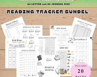 Lese Journal Bündel | 20 Seiten Digitaler Planer | A5/A4 DRUCKBARE | Gepunktet & Undicht
