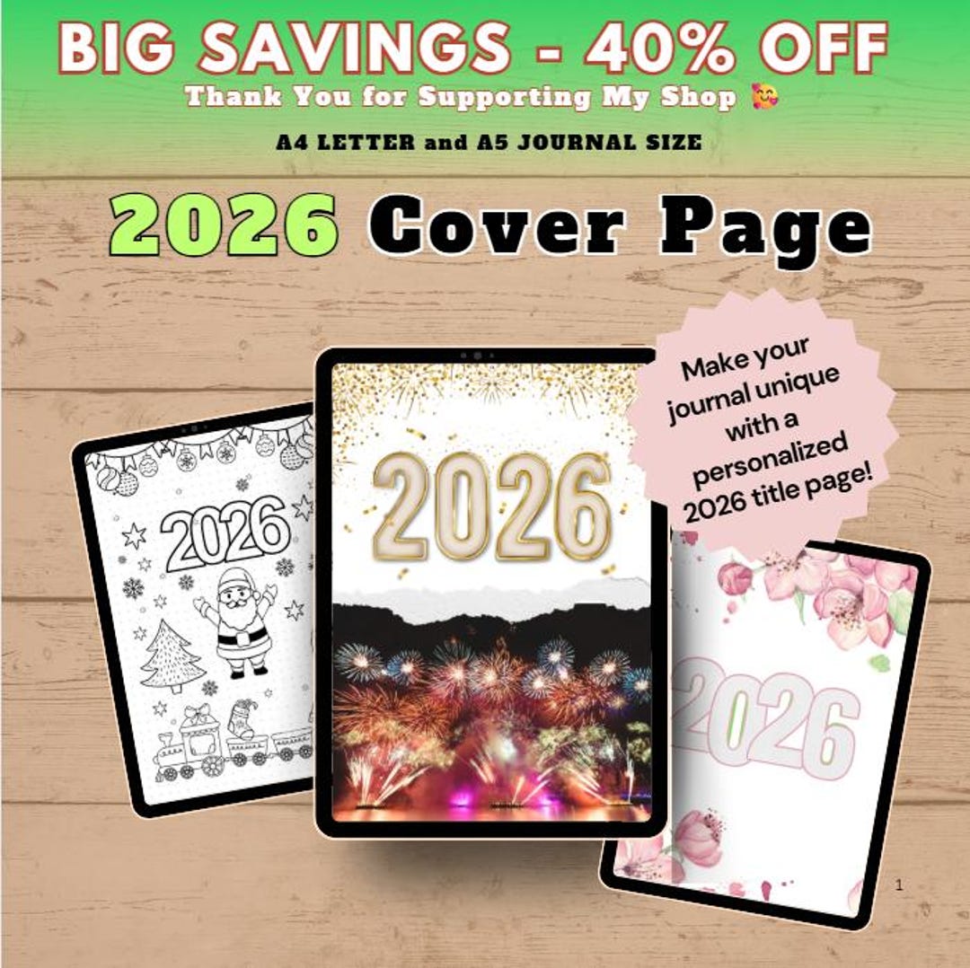 Buy 2026 Cover Page Printable | Journal & Planner Title Page | A5 A4 ...