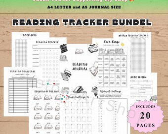 Zestaw Reading Tracker | 20 stron cyfrowego planera | A5/A4 DO DRUKU | Kropkowane i bez kropek