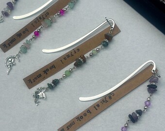 Healing Crystal Bookmark with Fairy/Dragon Charm Gift