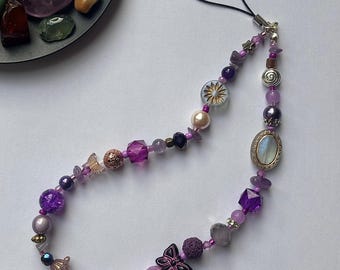 Healing Crystal Phone Charm - Beaded Wrist Strap/Wristlet - Custom Gemstone Gift