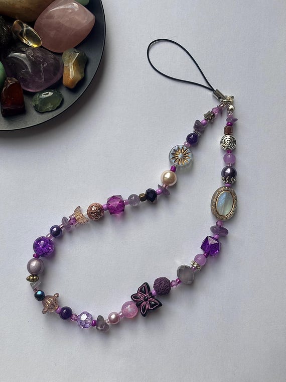Healing Crystal Phone Charm - Beaded Wrist Strap/Wristlet - Custom Gemstone Gift