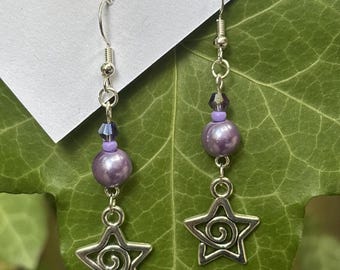 Star Spiral Earrings - Czech Glass Sterling Silver 925 y2k Jewellery - Groovy Chick Inspired Gift