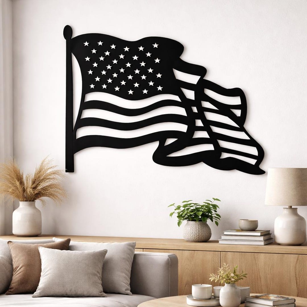 American Flag Metal Wall Art Decor for Patriotic Home Living Room ...