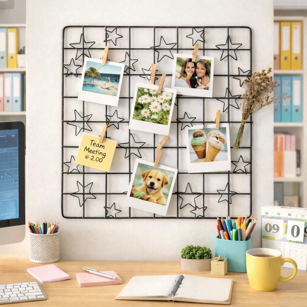 Star Grid Photo Display Wall Organizer Metal Frame for Office Bedroom ...
