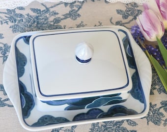 Villeroy & Boch Blue Cloud Lidded Butter Dish – Vintage Blue and White Butter Box – Discontinued – Made in Germany