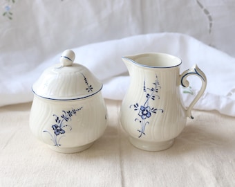 Villeroy & Boch Vieux Luxembourg Milchkännchen und Zuckerdose Set 10,5 cm - Blaues und weißes Bauernporzellan - Made in Luxembourg