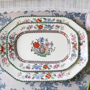 Juego de 2 fuentes antiguas Spode 'Rosa China' de 25,5 cm (10 pulgadas) y 32 cm (12,6 pulgadas) / 1901 y 1947 / Excelente estado
