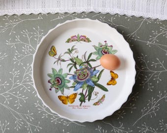 Plat à quiche cannelé Jardin botanique de Portmeirion 28 cm (11 po.) - Moule à tarte à la campagne - Fabriqué en Angleterre des années 1970 - Excellent état