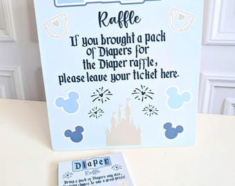Disney-Inspired Diaper Raffle Kit, Baby Shower Game & Decoration Set, Disneyland Theme Baby Shower.