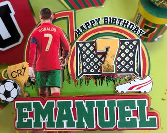Soccer Cake Topper Personalized Football Birthday Decor Custom Colors Player Inspired Sports Party Decoration