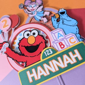 Personalized Sesame Street Cake Topper – Pink Elmo Birthday Cake Topper – Abby Party Decor – Colorful Girl Birthday Cake Decoration zdjęcie 5