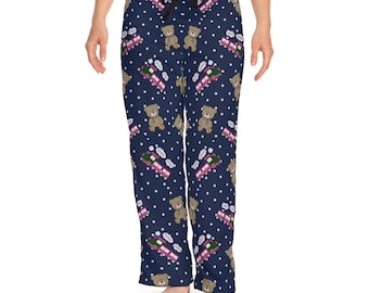 Pyjamabroek met 'Choo Choo'-treinpatroon teddybeer | Op Rumi geïnspireerde pyjamabroek