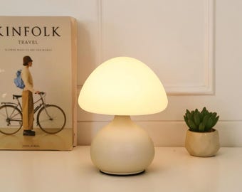 Minimalist Mushroom Night Light | 3 Color & Dimmable Metal Table Lamp for Home Atmosphere