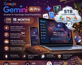 Abbonamento Gemini AI Pro di 18 mesi + 5 TB di spazio di archiviazione cloud (attivazione digitale)