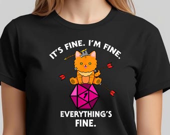 Gato D20 divertido PNG, diseño de camiseta para gamers de mesa (descarga digital)
