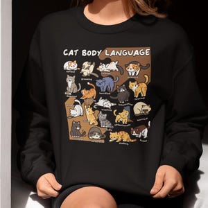 Cat Body Language Chart PNG, Funny Cartoon Emotions (Digital Download)