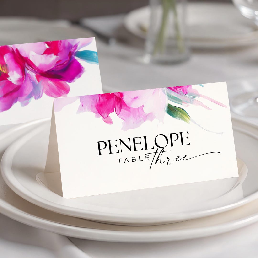 Place Setting Labels Individual Place Setting Card | Floral Wedding Suite Template | Canva ...