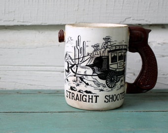 Straight Shooter Mug, Vintage Western Decor, Vintage Cowboy Decor, Vintage Milk Mug, Decorative Mug, Wild West, Western Decor, Cowboy