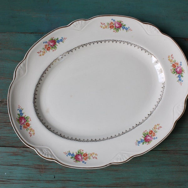 Homer Laughlin Platter, Vintage Serving Dish, Floral Serving Dish, Cottage Decor, Vintage Tableware, Vintage Serving Plate, Farmhouse Decor