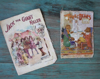 1900's Linen Book Pair, Sam Gabriel Sons Co 1911 Book, Antique Children's Books, Vintage Kids' Books, 1900s Books, Three Bears, Fairy Tales