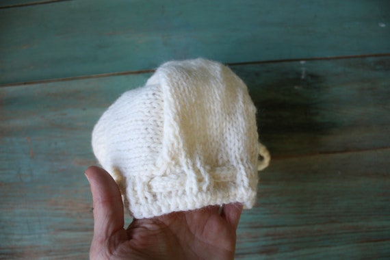 Cozy Cream Knitted Baby Pompom Hat, Baby Winter H… - image 4