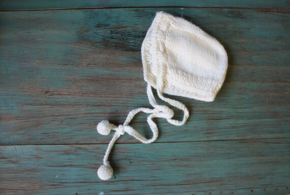 Cozy Cream Knitted Baby Pompom Hat, Baby Winter H… - image 2