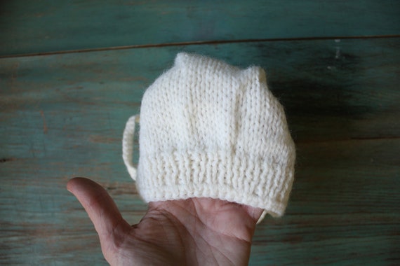 Cozy Cream Knitted Baby Pompom Hat, Baby Winter H… - image 5