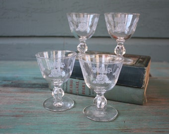 Queen Esther Cordial Glasses, Vintage Glass Barware, Barware, Vintage Cordial Glasses, Vintage Glassware, Homer Laughlin