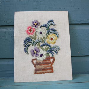Crewel Floral Artwork, Vintage Crewel, Crewel Art, Unframed Crewel Art, Unframed Vintage Artwork, Vintage Needlepoint, Floral Crewel, Crewel