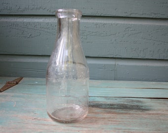 Vintage Glass Milk Bottle, D.G. Sanitary Dairy, Downers Grove Illinois, Vintage Dairy Bottle, Old Dairy Bottle, Milk Bottle, Farmhouse Decor