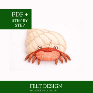 Cute Hermit Crab Sewing Pattern, Felt Sea Animals, Felt Ocean Animals Ornament, Toys For Kids, Nursery Decorations, Felt Ornament Pattern