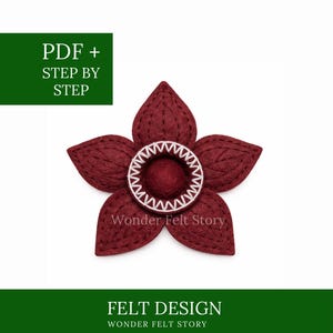 Filz-Nähvorlage für eine rote Blume im Demogorgon-Stil, Filzornamente, Filzblumengirlande, Bastelideen für Kinder, individuelle Filzpuppe, Stofftiere