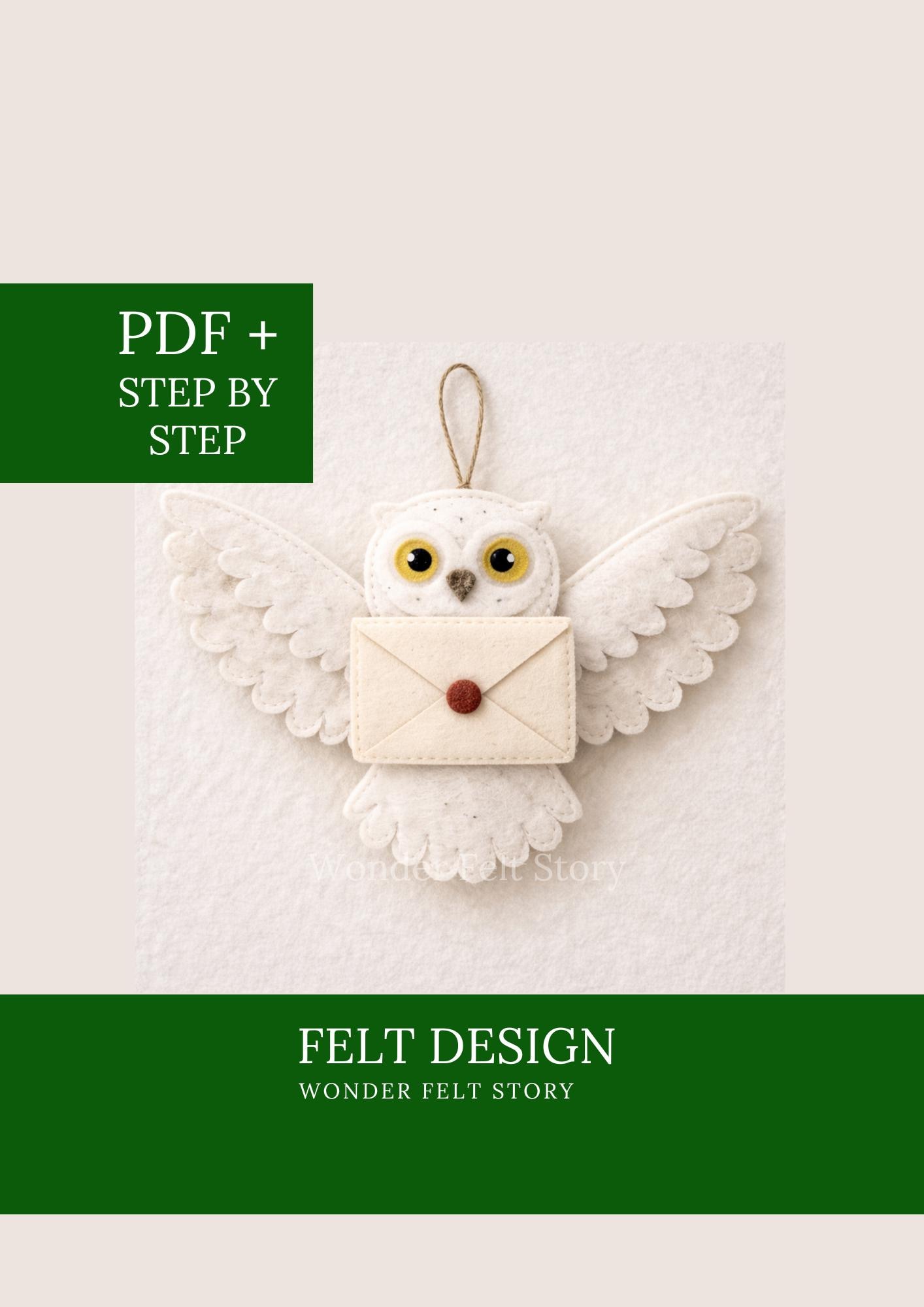 Felt Wizard Owl Sewing Pattern, Felted Animals, Felt Christmas Ornaments, Felt Christmas Tree Decor,