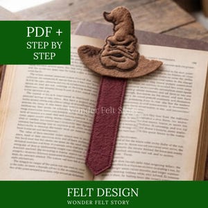 Felt Magical Sorting Hat Bookmark Sewing Pattern 15cm, 17.5cm and 20cm, Custom Bookmark PDF Pattern, Wizzard School HP