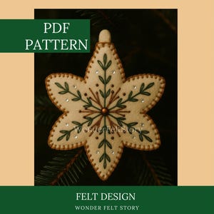 Felt Star Ornament Pattern PDF, Felt Christmas Ornament Sewing Pattern, DIY Felt Holiday Decorations, Felt Tree Ornament Template, Handmade