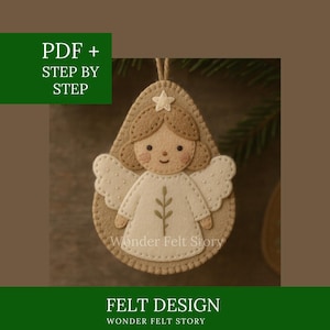 Cute Angel Ornament, Felt Christmas Tree, Felt Garland, Felt Ornaments, Felt Ornament Kit, Felt Animal Patterns, Felted Ornaments, Felt