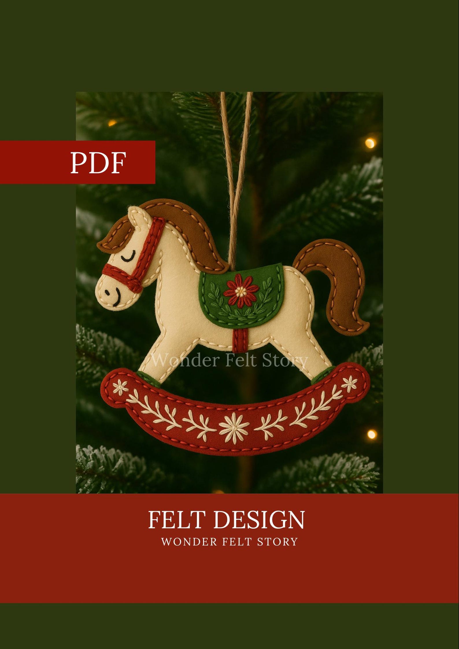 Felt Ornament Pattern, Rocking Horse Ornament, Felt Christmas Ornaments ...