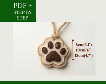 Nähanleitung für einen personalisierten Hundepfoten-Schlüsselanhänger aus Filz, PDF-Tutorial für Tierpfoten aus Filz, DIY-Gedenkgeschenk für Haustiere, handgenähtes Filzmuster