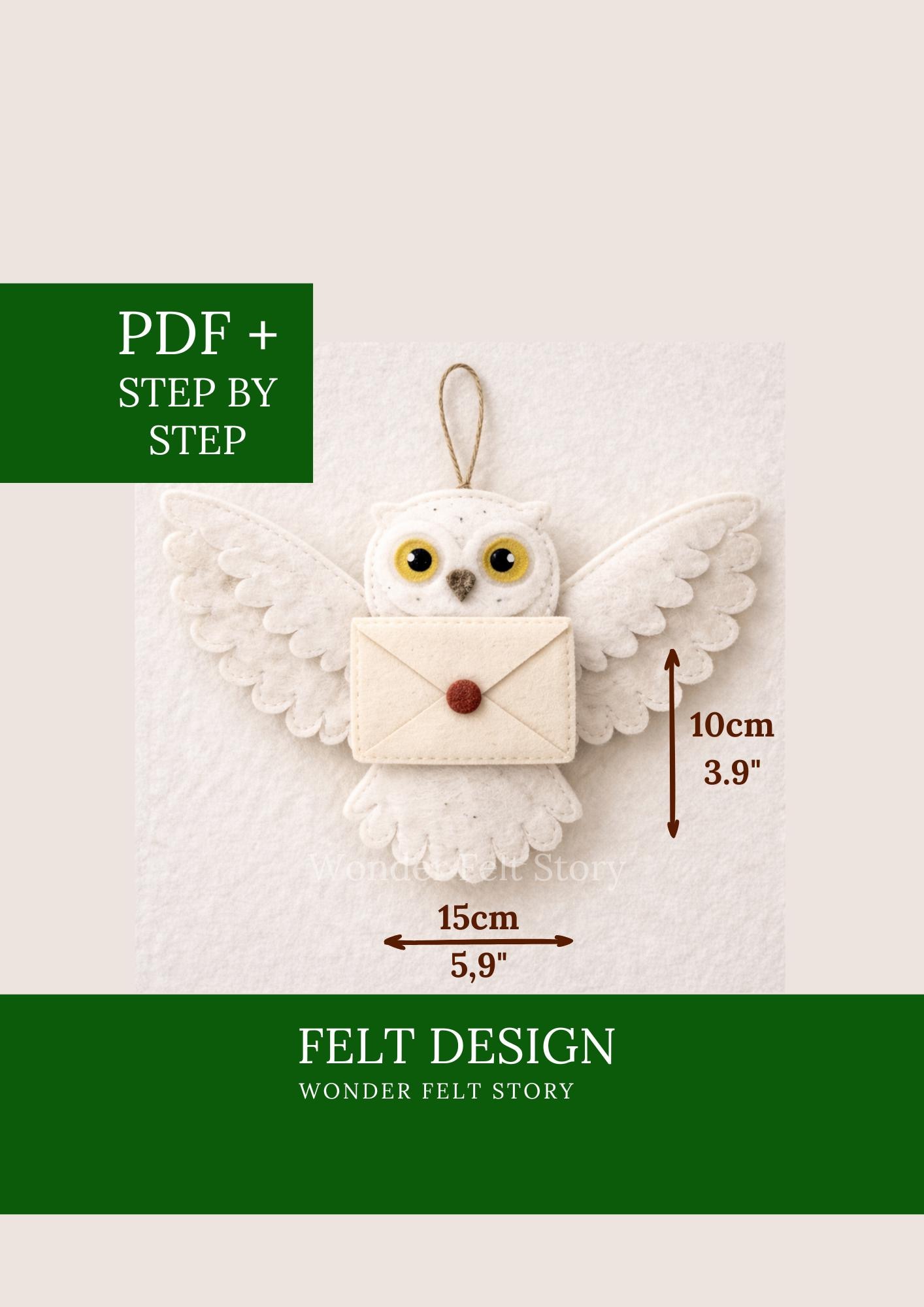 Felt Wizard Owl Sewing Pattern, Felted Animals, Felt Christmas Ornaments, Felt Christmas Tree Decor,