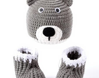 Handmade Teddy Bear Baby Hat and Boots