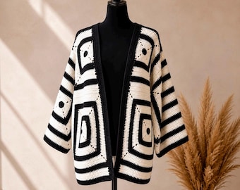 Handmade Cardigan black and white