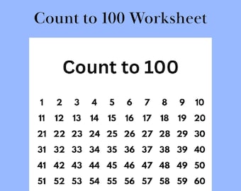 Count to 100 Printable Worksheet 1-100 Chart