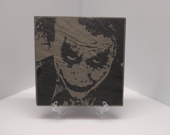 Posavasos grabado con láser inspirado en Batman - El Caballero Oscuro - El Joker de Heath Ledger
