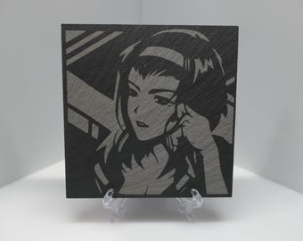 Cowboy Bebop - Faye - Posavasos de pizarra grabado con láser